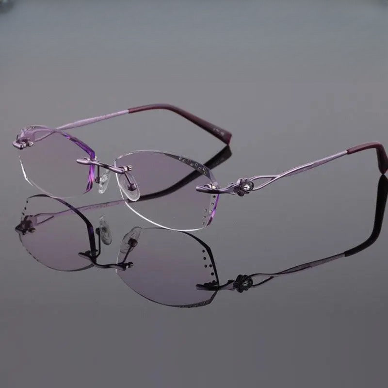 Women's Rectangular Rimless Titanium Prescription Glasses 2123 — view 1 | Rx Spectacle