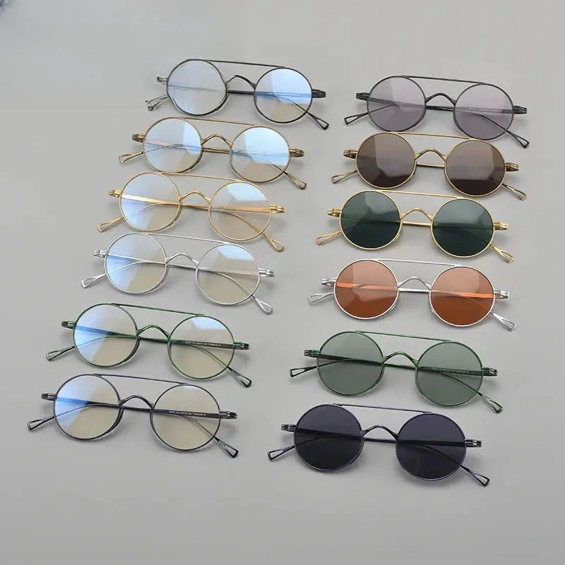 Unisex Round Full Rim Titanium Double Bridge Prescription Glasses J1473 — view 4 | Rx Spectacle