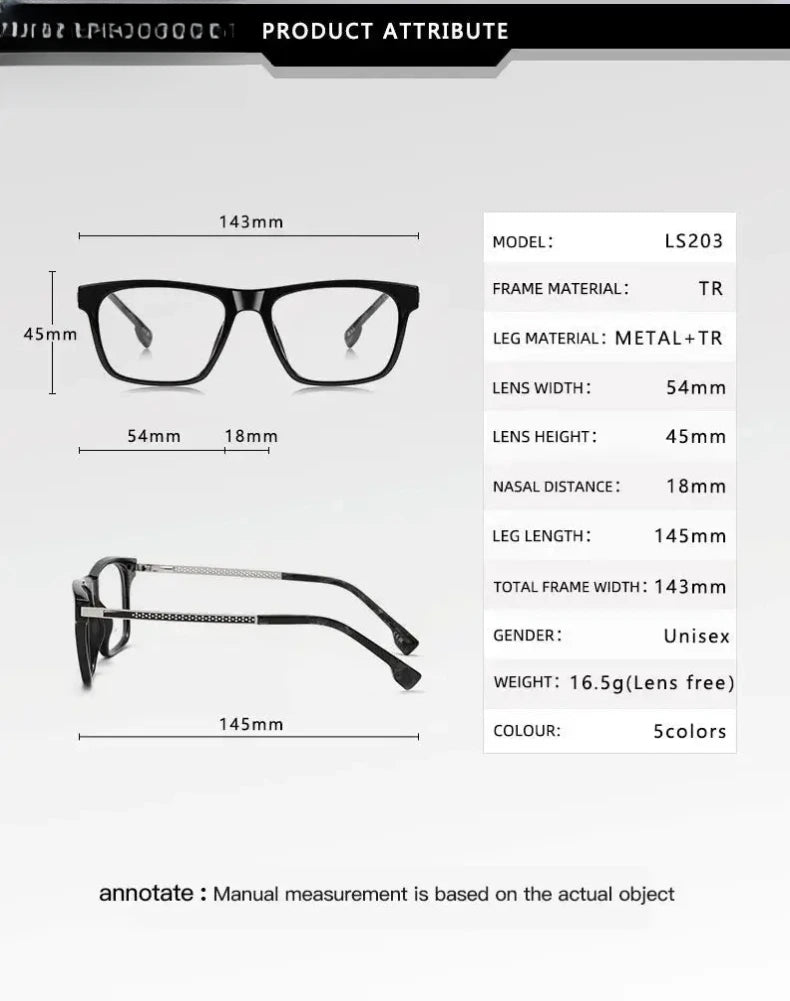 Unisex Square Full Rim Titanium Reading Glasses 97203 — view 2 | Rx Spectacle