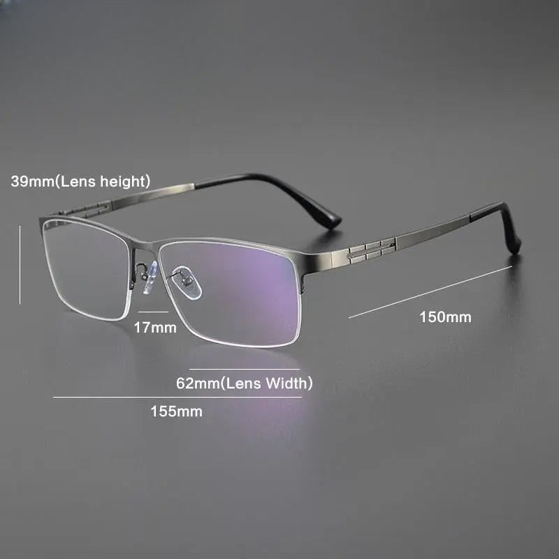 Men's Square Semi-Rimless Titanium Oversized Prescription Glasses Gxyj1082 — view 6 | Rx Spectacle