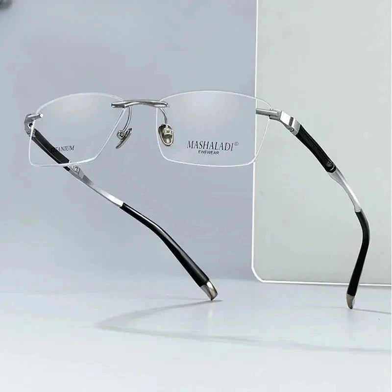 Men's Square Rimless Titanium Prescription Glasses 9058 — view 1 | Rx Spectacle