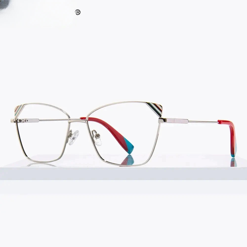 Women's Cat Eye Full Rim Alloy Reading Glasses 3033 — view 2 | Rx Spectacle