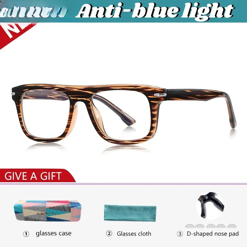Unisex Square Full Rim Titanium Reading Glasses 42199 — view 3 | Rx Spectacle