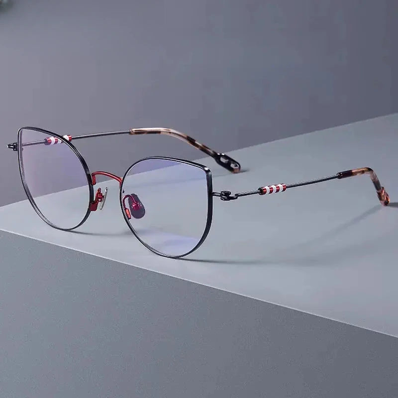 Women's Cat Eye Full Rim Titanium Prescription Glasses 771001 — view 5 | Rx Spectacle