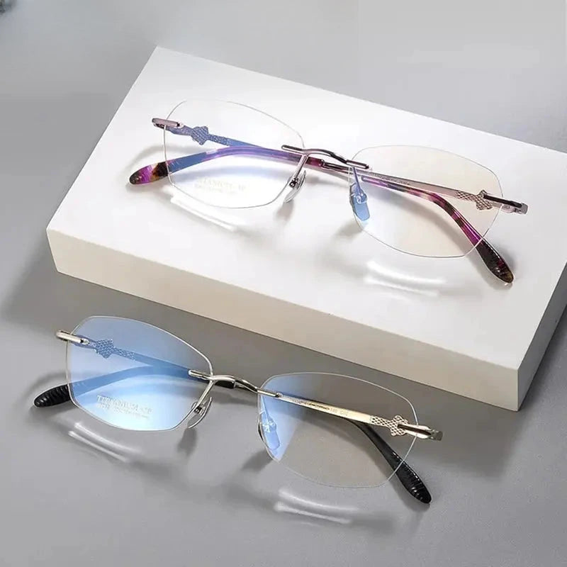 Women's Oval Rimless Titanium Prescription Glasses 69263 — view 3 | Rx Spectacle