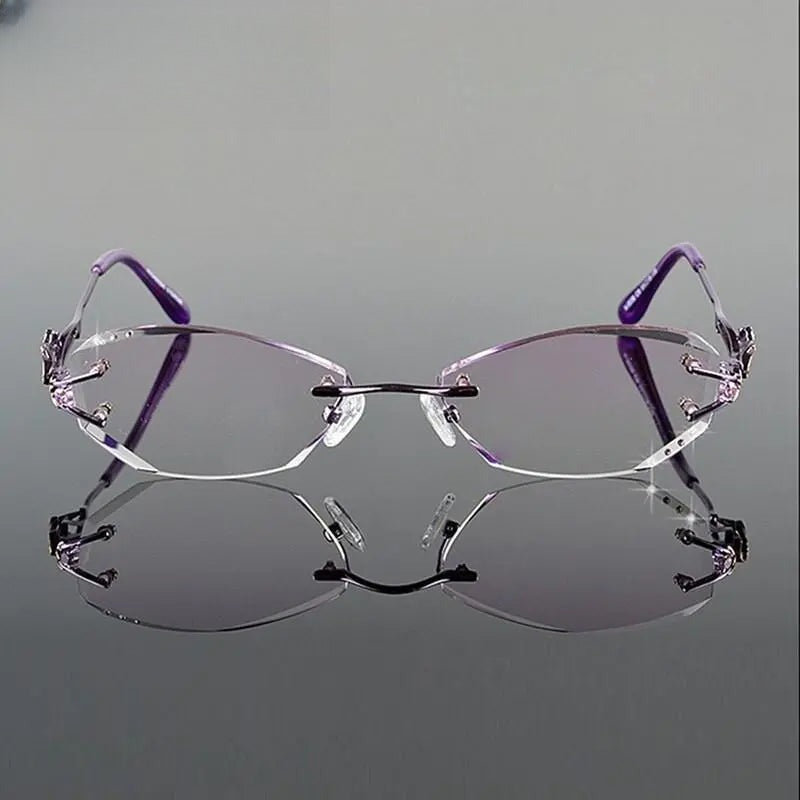 Women's Oval Rimless Titanium Prescription Glasses 8036B — view 4 | Rx Spectacle