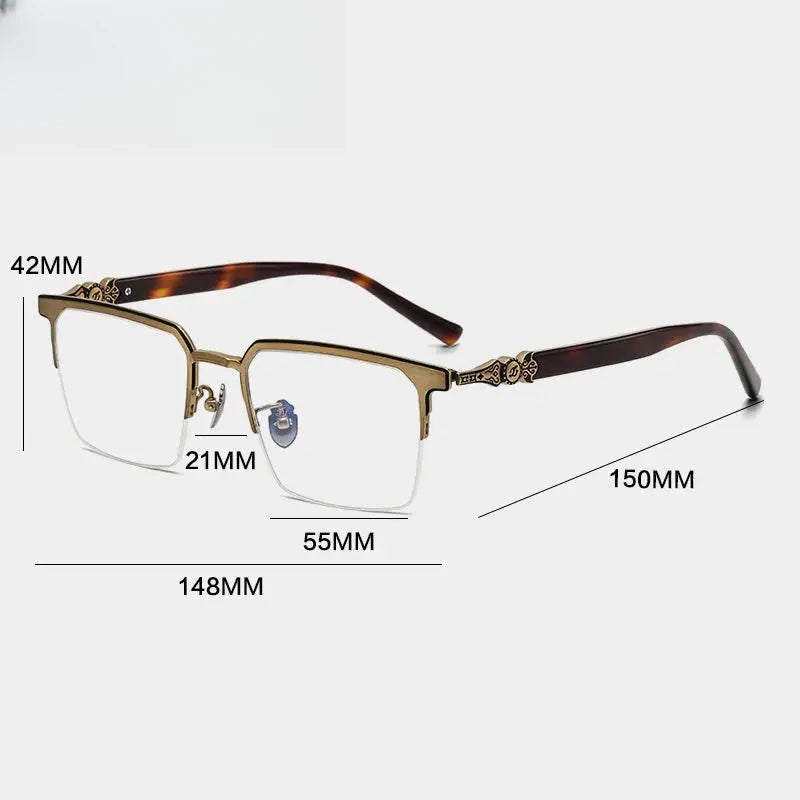 Men's Square Full Rim Titanium Oversized Prescription Glasses 426860 — view 2 | Rx Spectacle