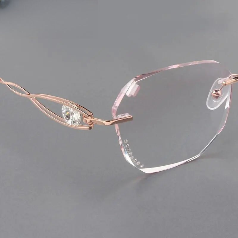 Women's Square Rimless Titanium Prescription Glasses 88023 — view 4 | Rx Spectacle