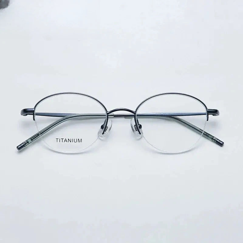 Women's Round Semi-Rimless Titanium Prescription Glasses 72948 — view 1 | Rx Spectacle