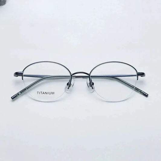 Women's Round Semi-Rimless Titanium Prescription Glasses 72948 — view 1 | Rx Spectacle