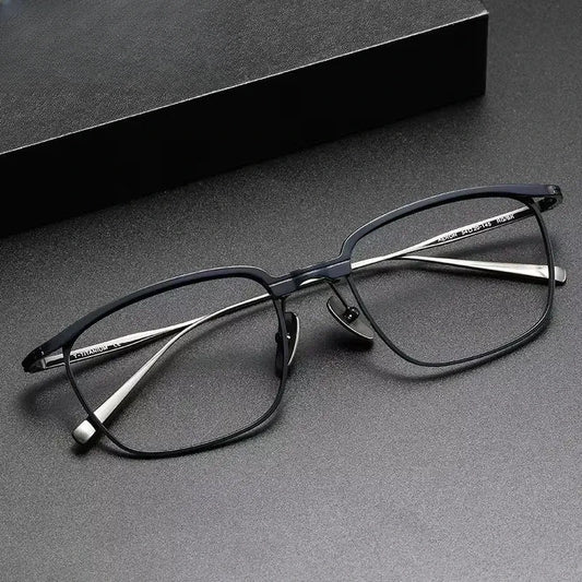 Unisex Square Full Rim Titanium Oversized Prescription Glasses 369148 — view 1 | Rx Spectacle