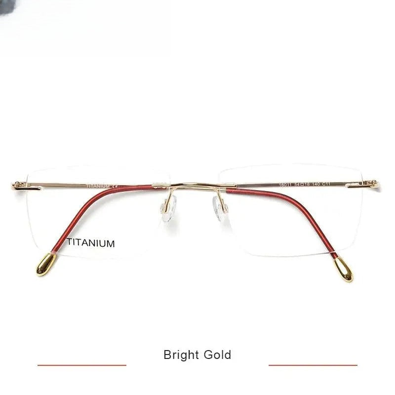 Unisex Square Rimless Titanium Prescription Glasses Kr16011 — view 3 | Rx Spectacle