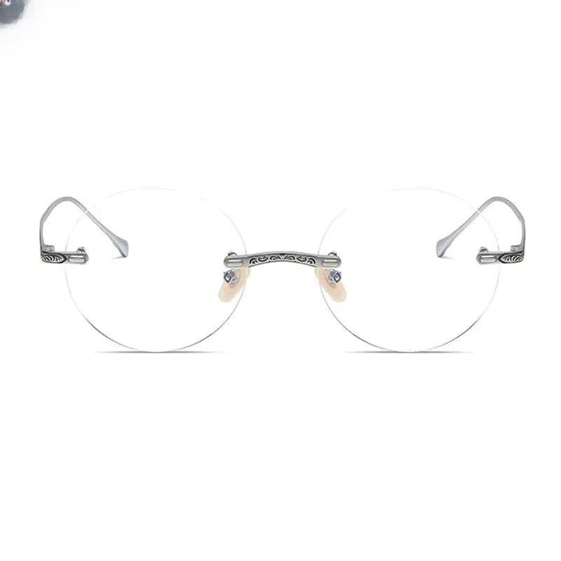 Men's Round Rimless Titanium Prescription Glasses K5933 — view 2 | Rx Spectacle