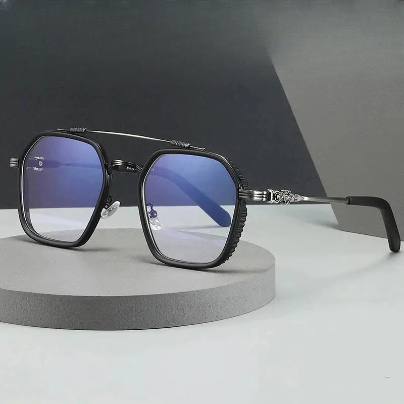 Men's Square Full Rim Titanium Prescription Glasses 55132 — view 1 | Rx Spectacle