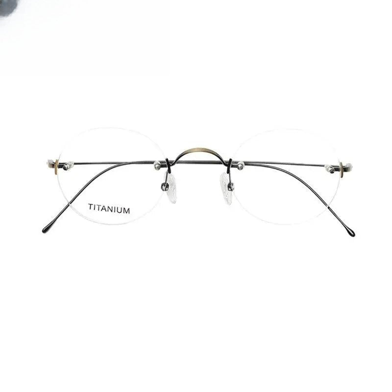 Men's Round Rimless Titanium Reading Glasses Y003 — view 5 | Rx Spectacle