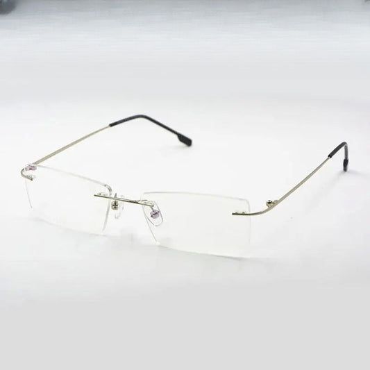 Unisex Square Rimless Titanium Prescription Glasses R522 — view 1 | Rx Spectacle