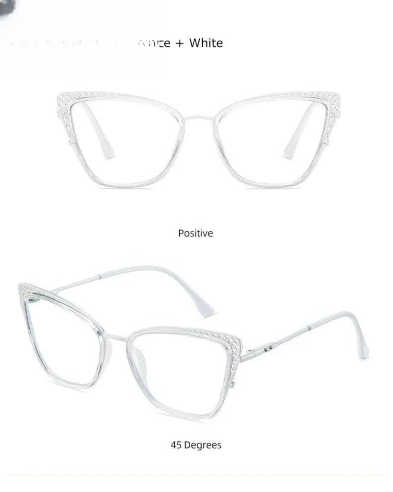 Women's Cat Eye Full Rim Titanium Prescription Glasses 1525 — view 15 | Rx Spectacle