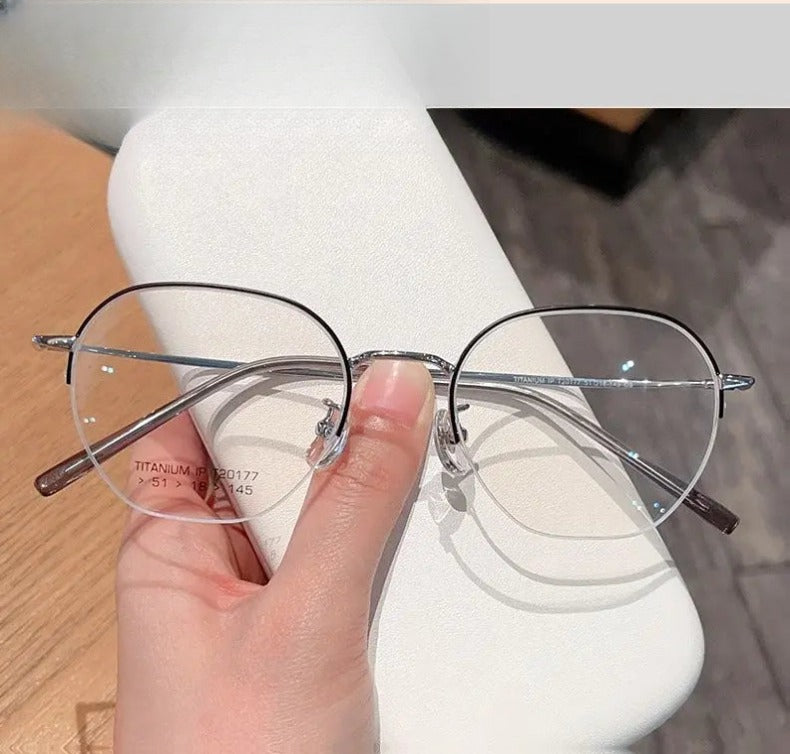 Women's Polygon Semi-Rimless Titanium Prescription Glasses 20177 — view 1 | Rx Spectacle