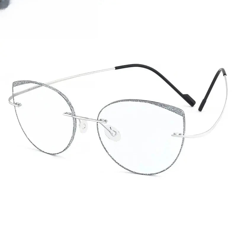 Women's Cat Eye Rimless Titanium Prescription Glasses 431814 — view 6 | Rx Spectacle