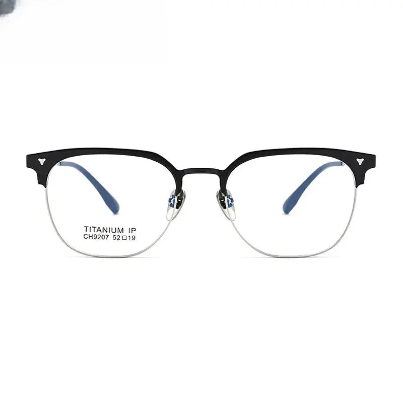 Unisex Square Full Rim Titanium Prescription Glasses 9207 — view 2 | Rx Spectacle