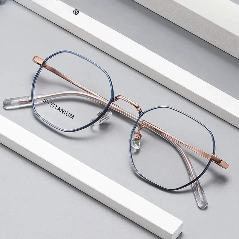 Women's Polygon Full Rim Titanium Reading Glasses 698609 — view 1 | Rx Spectacle