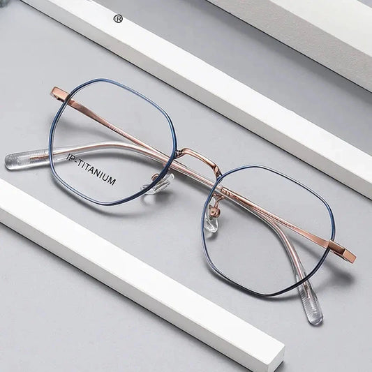 Women's Polygon Full Rim Titanium Reading Glasses 698609 — view 1 | Rx Spectacle