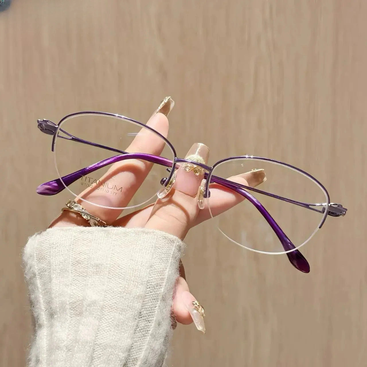 Women's Oval Semi-Rimless Titanium Reading Glasses 637022 — view 4 | Rx Spectacle