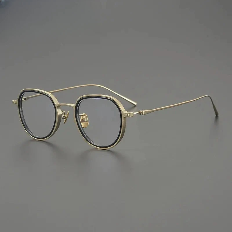 Men's Round Full Rim Titanium Flat Top Prescription Glasses 678316 — view 5 | Rx Spectacle
