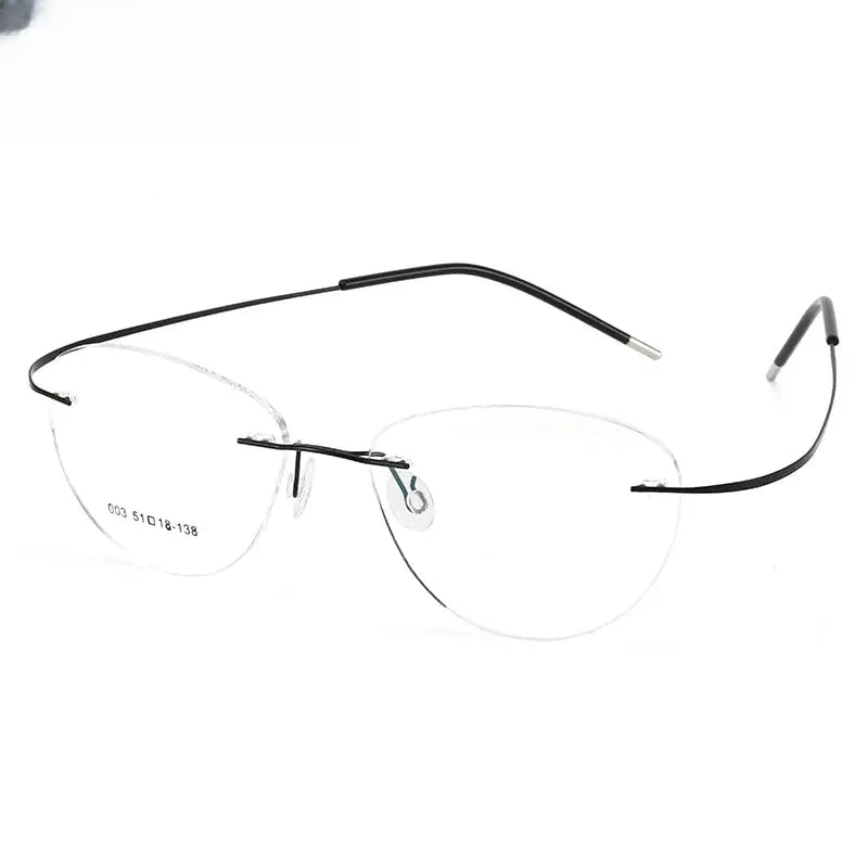 Women's Cat Eye Rimless Titanium Prescription Glasses 871003 — view 4 | Rx Spectacle