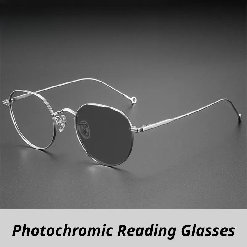 Women's Round Full Rim Titanium Flat Top Reading Glasses 513125 — view 1 | Rx Spectacle