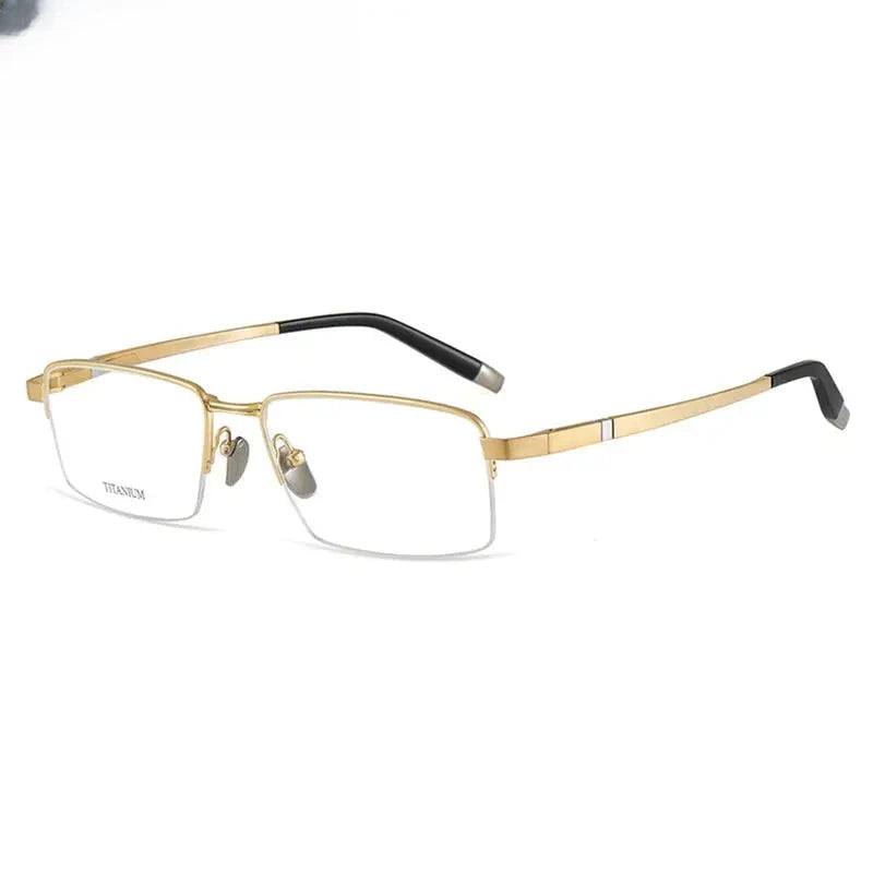 Men's Square Semi-Rimless Titanium Oversized Prescription Glasses 409089 — view 5 | Rx Spectacle