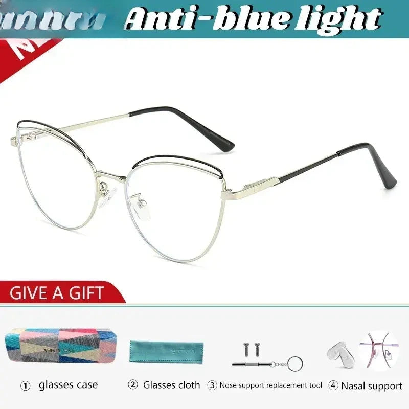 Women's Cat Eye Full Rim Alloy Reading Glasses 49745 — view 7 | Rx Spectacle