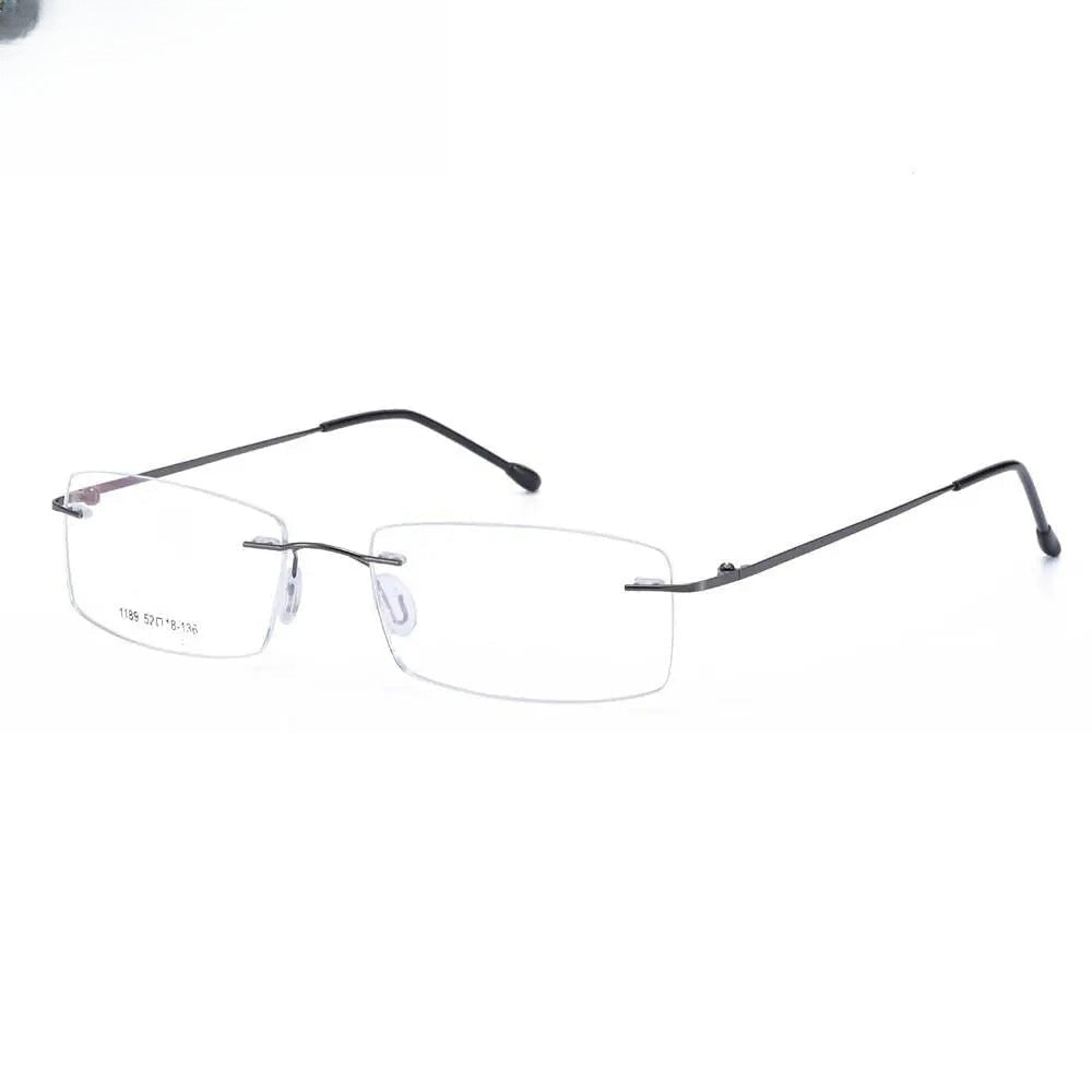 Men's Rectangular Rimless Titanium Prescription Glasses 1189 — view 3 | Rx Spectacle