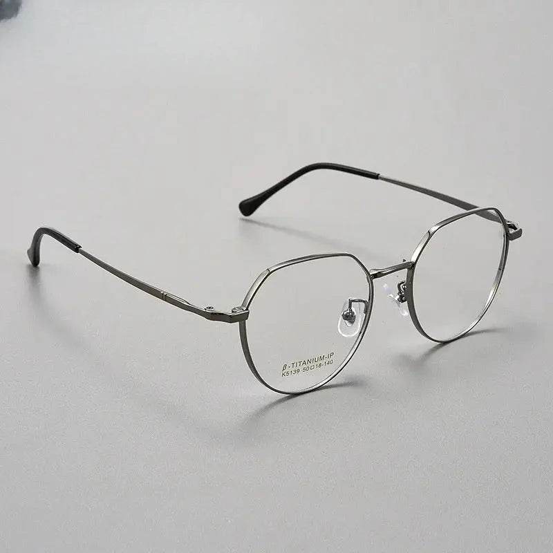 Women's Round Full Rim Titanium Flat Top Prescription Glasses 945139 — view 1 | Rx Spectacle