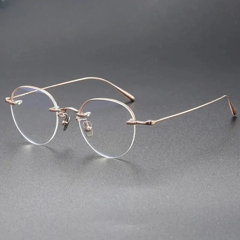 Women's Oval Semi-Rimless Titanium Prescription Glasses 61141 — view 3 | Rx Spectacle