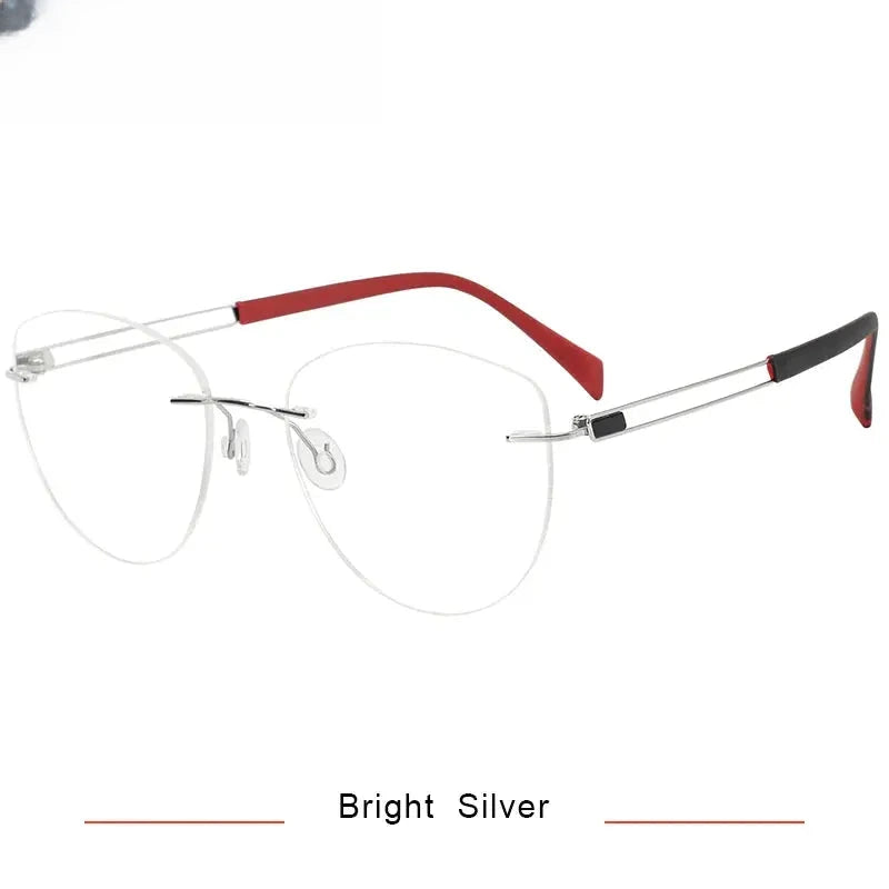 Women's Cat Eye Rimless Titanium Prescription Glasses 716078 — view 4 | Rx Spectacle