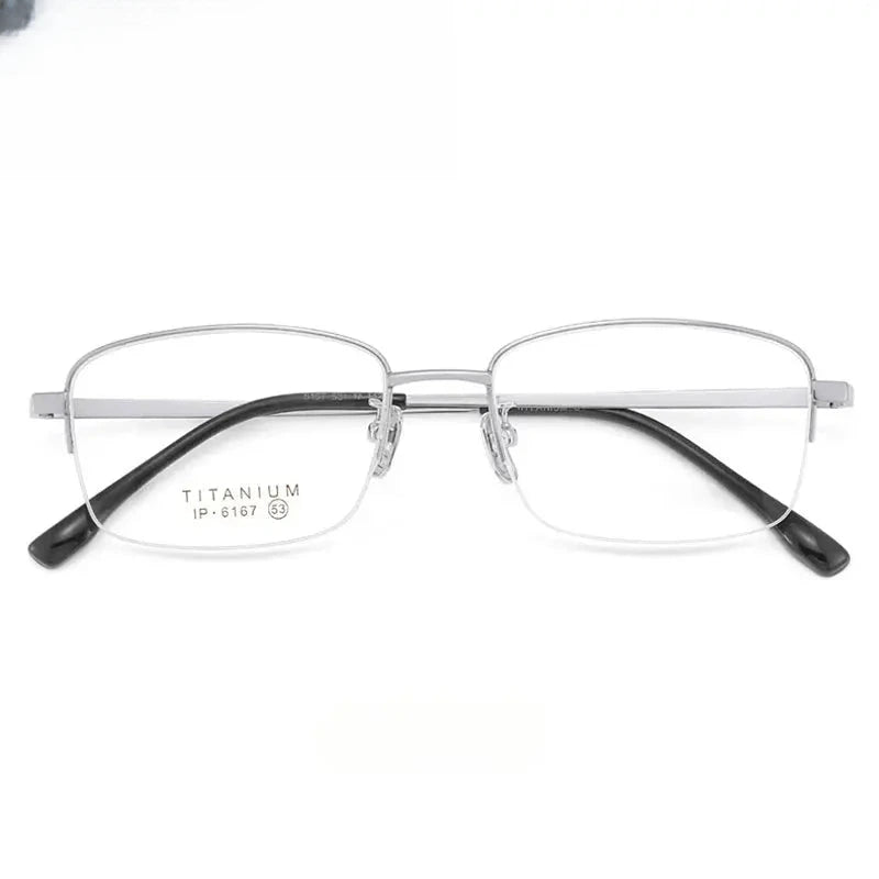 Unisex Square Semi-Rimless Titanium Prescription Glasses 966167 — view 3 | Rx Spectacle