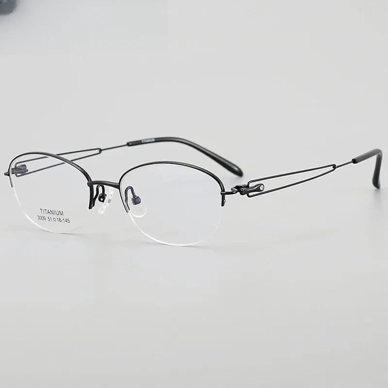 Women's Oval Semi-Rimless Titanium Prescription Glasses 33009 — view 1 | Rx Spectacle