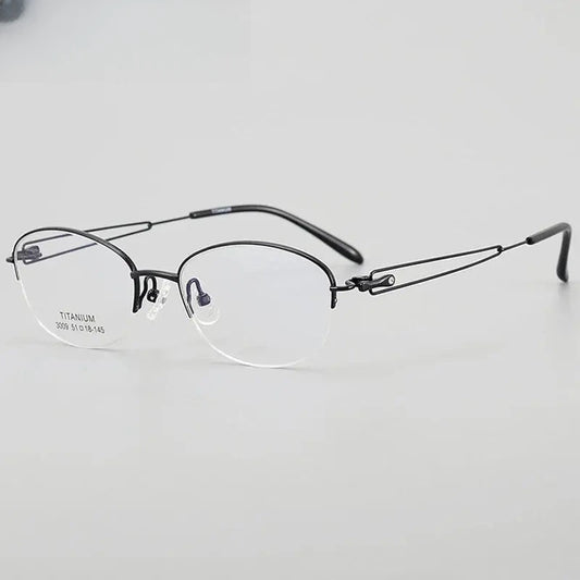 Women's Oval Semi-Rimless Titanium Prescription Glasses 33009 — view 1 | Rx Spectacle