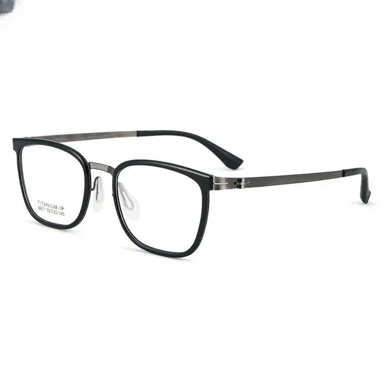 Unisex Square Full Rim Titanium Prescription Glasses 8807 — view 8 | Rx Spectacle