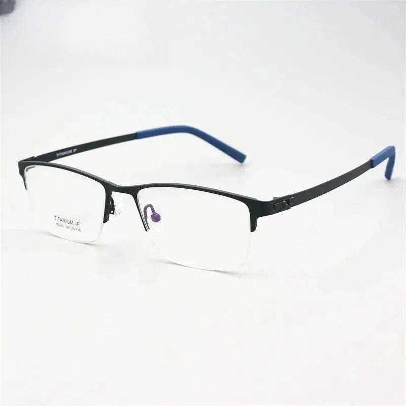 Unisex Square Semi-Rimless Titanium Screwless Prescription Glasses 23459 — view 6 | Rx Spectacle