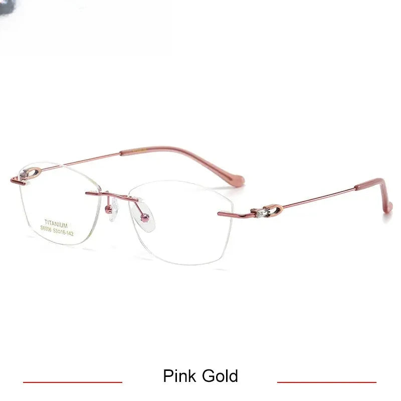 Women's Oval Rimless Titanium Prescription Glasses 36006 — view 3 | Rx Spectacle