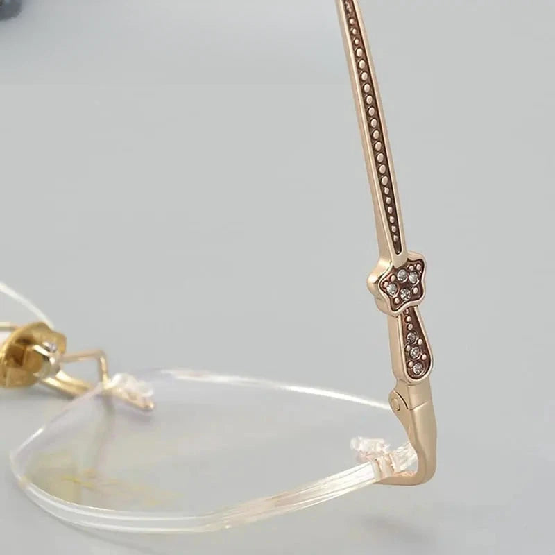 Women's Oval Rimless Titanium Prescription Glasses 69263 — view 4 | Rx Spectacle
