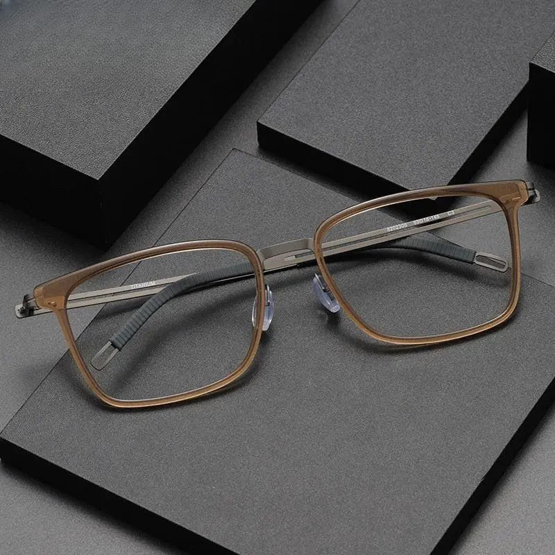 Unisex Square Full Rim Titanium Screwless Prescription Glasses 8202305 — view 1 | Rx Spectacle