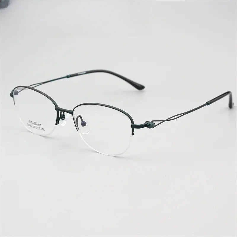 Women's Oval Semi-Rimless Titanium Prescription Glasses 613008 — view 7 | Rx Spectacle