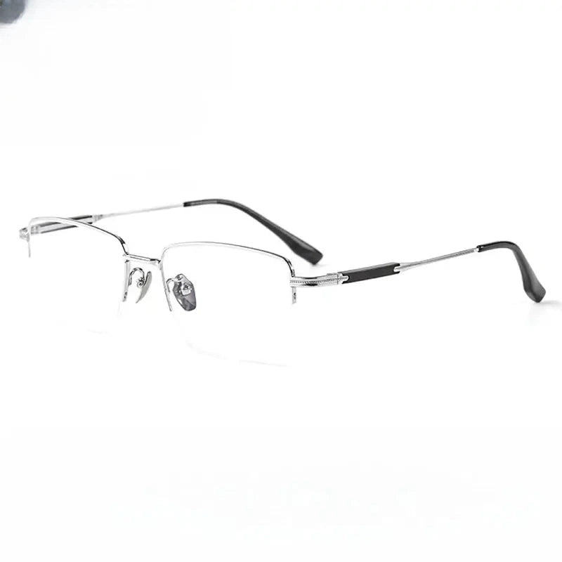 Men's Square Semi-Rimless Titanium Prescription Glasses 401605 — view 6 | Rx Spectacle