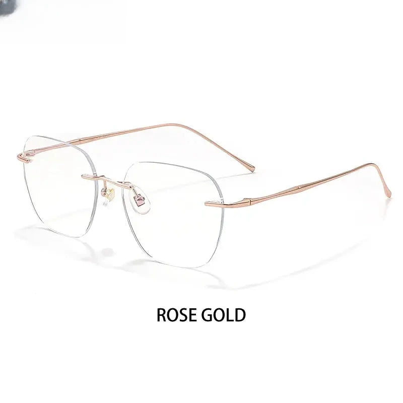 Women's Polygon Rimless Titanium Reading Glasses V0623 — view 10 | Rx Spectacle