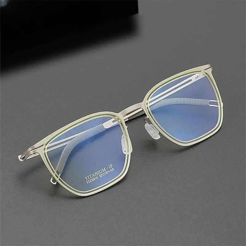 Unisex Square Full Rim Titanium Prescription Glasses 8814 — view 3 | Rx Spectacle