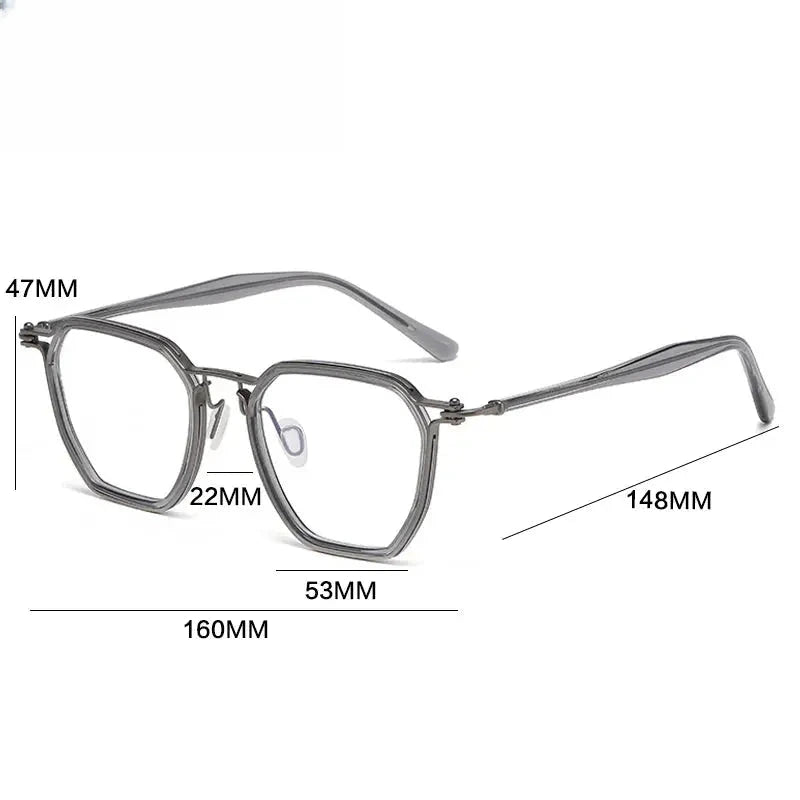 Men's Square Full Rim Titanium Oversized Prescription Glasses 728675 — view 2 | Rx Spectacle