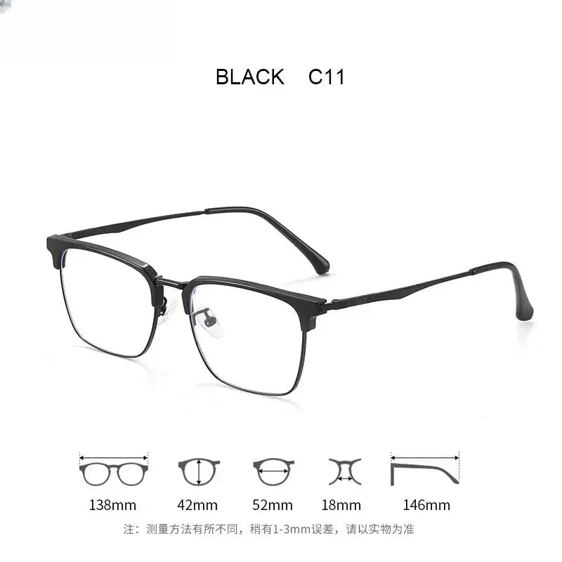 Men's Square Full Rim Alloy Reading Glasses Ke001 — view 6 | Rx Spectacle